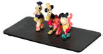 MICKEY & MINNIE MOUSE/PLUTO/DONALD DUCK CELLULOID FIGURES ON BASE.