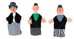 LAUREL & HARDY/CHARLIE CHAPLIN HAND PUPPETS.