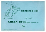 GREEN DUCK METAL STAMPING CO. PROMOTIONAL FOLDER WITH FIVE ROY ROGERS PREMIUMS.