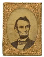 LINCOLN 1864 CAMPAIGN CARDBOARD PHOTO IN BRASS FRAME.