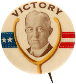DAVIS “VICTORY” BUTTON WITH HIS PORTRAIT SURROUNDED BY WISHBONE.