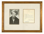 FIRST LADY ELEANOR ROOSEVELT SIGNED LETTER DISPLAY.