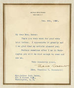 FIRST LADY ELEANOR ROOSEVELT SIGNED LETTER DISPLAY.