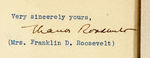 FIRST LADY ELEANOR ROOSEVELT SIGNED LETTER DISPLAY.