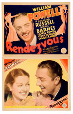 WILLIAM POWELL “RENDEZVOUS” LOBBY CARD PAIR.