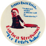 "BARBRA STREISAND 'FOR PETE'S SAKE' LARGE 1974 MOVIE BUTTON.