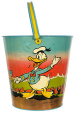 MICKEY AND MINNIE MOUSE AND DONALD DUCK OUTSTANDING SAND PAIL IN CHOICE CONDITION.