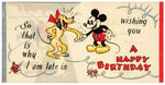 “MICKEY MOUSE” BELATED BIRTHDAY CARD.