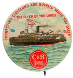 GREAT LAKES STEAMSHIP SUPERB COLOR BUTTON C. 1900.