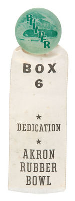 BUTTON FOR "DEDICATION AKRON RUBBER BOWL" FROM 1940.