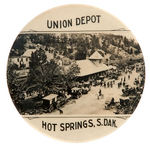 RAILROAD STATION DEPICTED ON FOUR ITEMS.