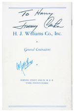 JIMMY CARTER, ROSALYNN CARTER AND PA. GOV. MILTON SHAPP 1974 AUTOGRAPHS.