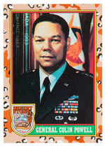 COLIN POWELL SIGNED LETTER AND HIS “DESERT STORM” TOPPS GUM CARD.