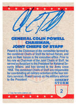 COLIN POWELL SIGNED LETTER AND HIS “DESERT STORM” TOPPS GUM CARD.