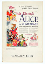 "ALICE IN WONDERLAND" PRESSBOOK & WINDOW CARD.