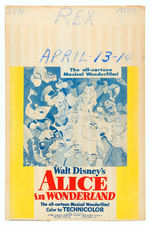 "ALICE IN WONDERLAND" PRESSBOOK & WINDOW CARD.