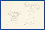 CAMPING OUT PRODUCTION DRAWING SEQUENCE FEATURING MINNIE MOUSE & CLARABELLE COW.