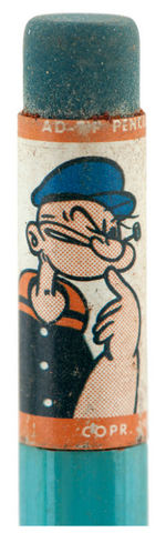 “COMIC CHARACTER PENCILS” DISPLAY BOX WITH “POPEYE, BLONDIE AND DAGWOOD” PENCILS.