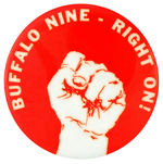 "BUFFALO NINE - RIGHT ON!" DRAFT RESISTORS RARE BUTTON.