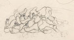 "SNOW WHITE AND THE SEVEN DWARFS" PRODUCTION DRAWING FEATURING THE DWARFS.