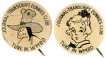 "JOURNAL-TRANSCRIPT FUNNIES CLUB" GROUP OF FOUR CHARACTER BUTTONS.