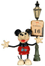 “MICKEY MOUSE” GERMAN METAL FIGURE WITH CALENDAR ON LAMPPOST.