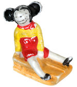 MICKEY MOUSE ON SLED RARE BISQUE FIGURE.