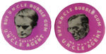 "BUY U.N.C.L.E. BUBBLEGUM" 1960s BRITISH BUTTON PAIR.