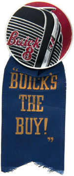 “BUICK 8” RARE EMBOSSED FOIL BUTTON WITH RIBBON FROM CPB.