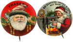 SANTA PAIR OF EARLY AND BEAUTIFUL BUTTONS FROM COLLECTIBLE PIN-BACK BUTTONS.