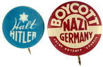 JEWISH ISSUED ANTI-NAZI/HITLER BUTTONS FROM PRIOR TO USA WAR ENTRY.