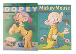 "DOPEY" LINEN-LIKE BOOK AND MICKEY MOUSE MAGAZINE COVER APPEARANCE.