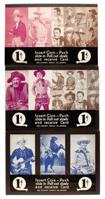 EXHIBIT CARD VENDING MACHINE DISPLAY CARDS FEATURING WESTERN HEROES, MOVIE STARS, ETC.