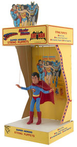 "SUPER-HEROES STRING PUPPETS" ANIMATED STORE DISPLAY WITH SUPERMAN MARIONETTE.