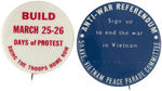 EARLY AND SCARCE PAIR OF NEW YORK CITY VIETNAM WAR PROTEST BUTTONS.