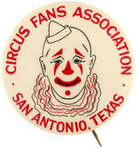 RARE TEXAS "CIRCUS FANS ASSOCIATION" BUTTON & CLICKER FOR BRUNDAGE'S "SNAPPY SHOW."