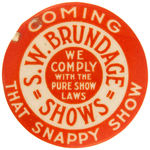 RARE TEXAS "CIRCUS FANS ASSOCIATION" BUTTON & CLICKER FOR BRUNDAGE'S "SNAPPY SHOW."