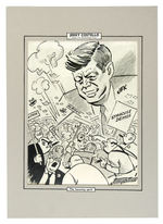 JOHN F. KENNEDY POLITICAL CARTOON ORIGINAL ART TRIO.