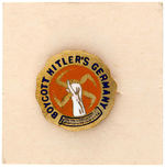 "BOYCOTT HITLER'S GERMANY" PAIR OF ENAMEL PINS AND PAIR OF ENAMEL STUDS.