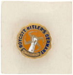 "BOYCOTT HITLER'S GERMANY" PAIR OF ENAMEL PINS AND PAIR OF ENAMEL STUDS.