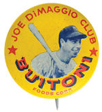 RARE 1950s "JOE DiMAGGIO CLUB" ADVERTISING BUTTON.