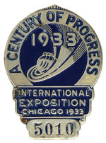 "CENTURY OF PROGRESS 1933" EMPLOYEE BADGE.