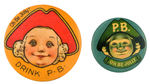 "P.B. OH BE JOLLY" PAIR OF VAN NOSTRAND'S ALE AD BUTTONS.