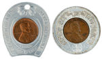 LONE RANGER PAIR OF ENCASED GOOD LUCK PENNIES.