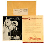 “LONE RANGER SAFETY CLUB” LETTER & FAN PHOTO WITH ORIGINAL ENVELOPE.