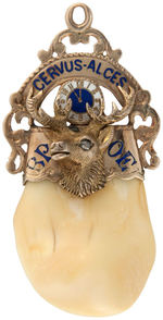 ELKS WATCH CHAIN CHARMS FOUR IN 10K GOLD AND ALL WITH LARGE TEETH INCLUDING THREE DOUBLES.