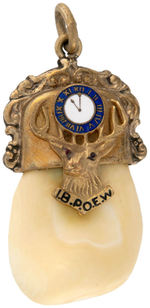 ELKS WATCH CHAIN CHARMS FOUR IN 10K GOLD AND ALL WITH LARGE TEETH INCLUDING THREE DOUBLES.