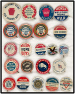 WWI COLLECTION OF 22 WELCOME HOME BUTTONS.