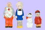 COMPLETE SET OF COMIC CHARACTER BISQUE NODDERS.