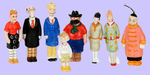 COMPLETE SET OF COMIC CHARACTER BISQUE NODDERS.